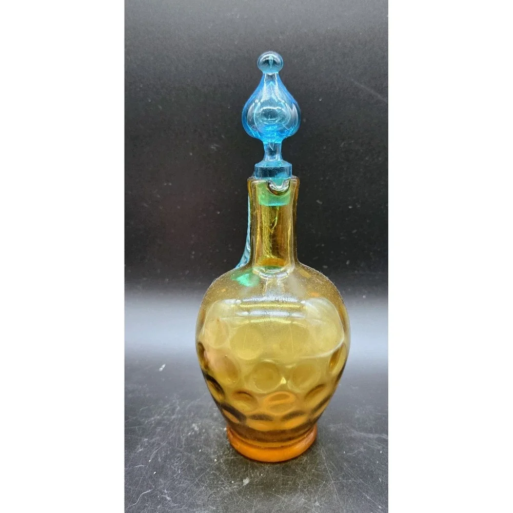 Vintage French George Sand Glass Thumbprint Cruet Pitcher Maganese UV Glow 9